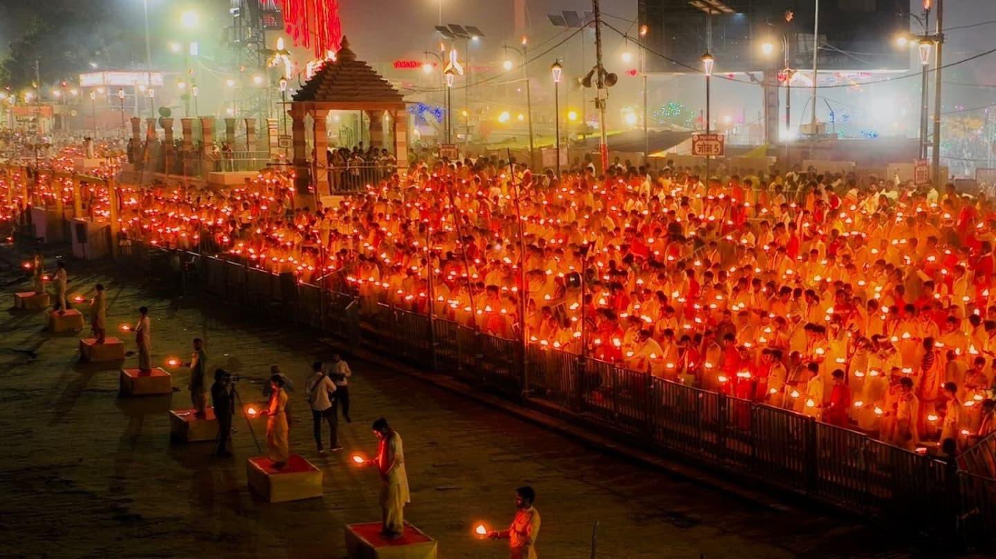 The Great Aarti on the Ghats of Mother Saryu River